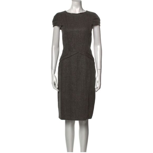 David meister Sheath Dress Sz 4 Dark Gray/Brown Slate w/ metallic - Picture 2 of 12